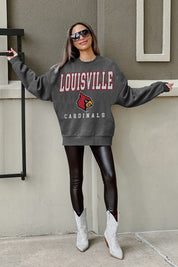 LOUISVILLE CARDINALS EASY STREET PREMIUM FLEECE DROP SHOULDER CREWNECK PULLOVER