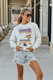 MINNESOTA VIKINGS RUN THE SHOW PREMIUM FLEECE DROP SHOULDER CREWNECK PULLOVER