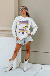 MINNESOTA VIKINGS RUN THE SHOW PREMIUM FLEECE DROP SHOULDER CREWNECK PULLOVER