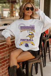 MINNESOTA VIKINGS RUN THE SHOW PREMIUM FLEECE DROP SHOULDER CREWNECK PULLOVER