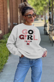 MIAMI OF OHIO REDHAWKS GO GIRL PREMIUM FLEECE DROP SHOULDER CREWNECK PULLOVER