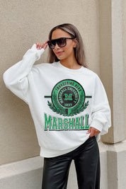MARSHALL THUNDERING HERD HOT SHOT PREMIUM FLEECE DROP SHOULDER CREWNECK PULLOVER