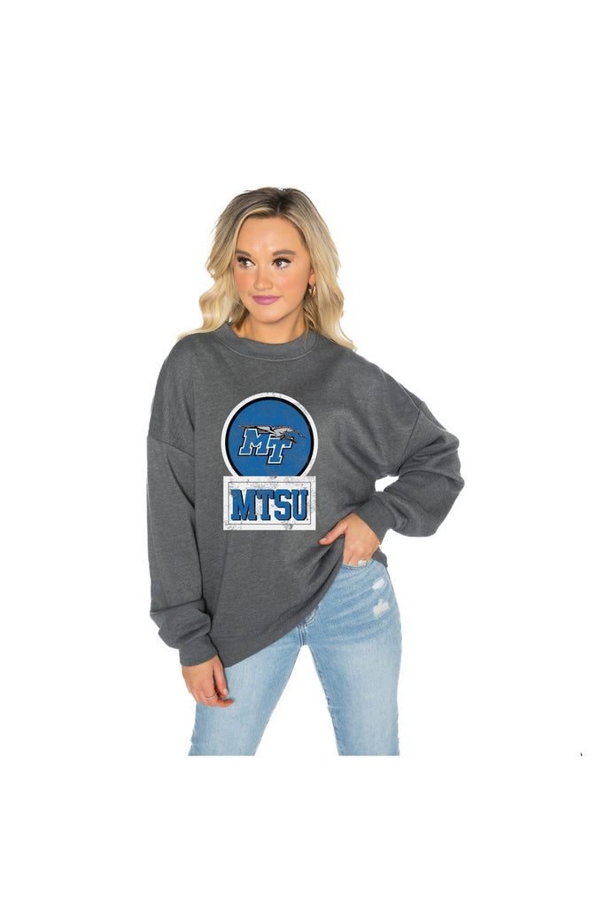 MIDDLE TENNESSEE STATE BLUE RAIDERS GOOD VIBES PREMIUM FLEECE DROP SHOULDER CREWNECK PULLOVER