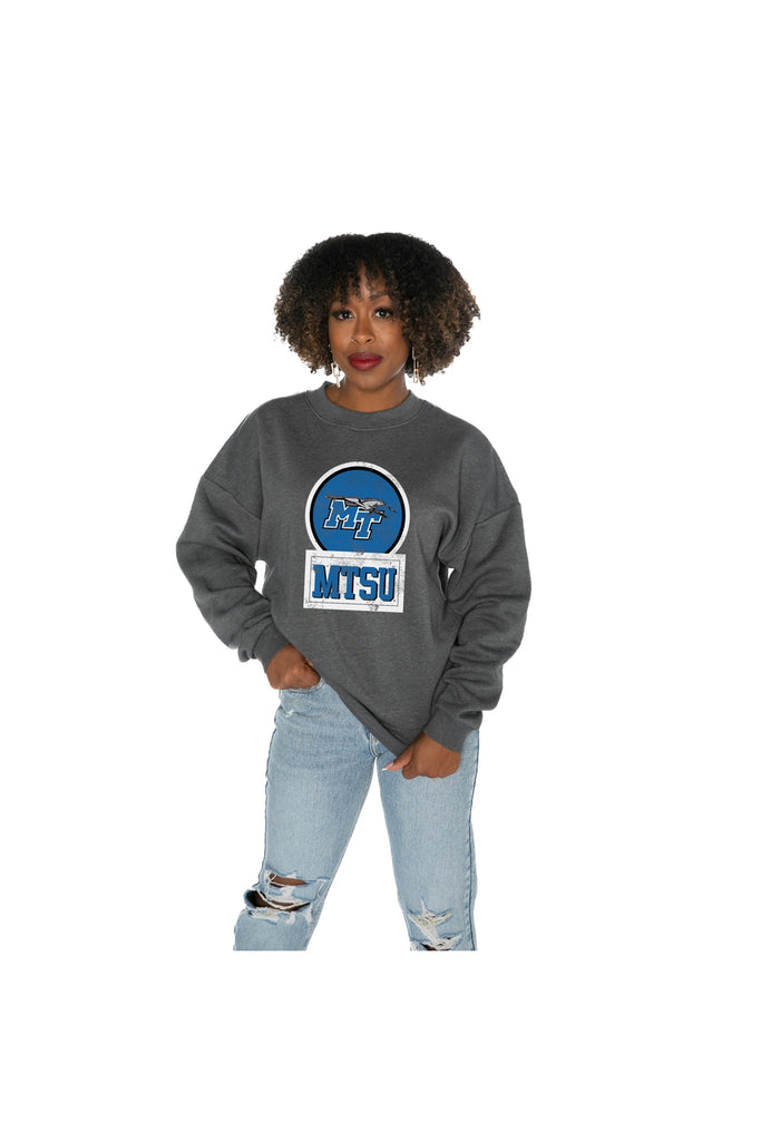 MIDDLE TENNESSEE STATE BLUE RAIDERS GOOD VIBES PREMIUM FLEECE DROP SHOULDER CREWNECK PULLOVER