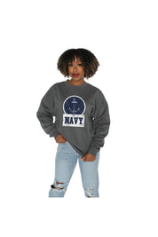US NAVY MIDSHIPMEN GOOD VIBES PREMIUM FLEECE DROP SHOULDER CREWNECK PULLOVER