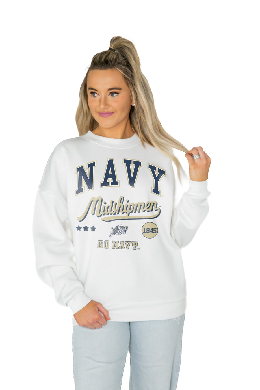 US NAVY MIDSHIPMEN ALL WE'VE GOT PREMIUM FLEECE DROP SHOULDER CREWNECK PULLOVER
