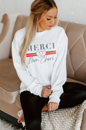MERCI MON CHERI DROP SHOULDER CREWNECK SWEATSHIRT