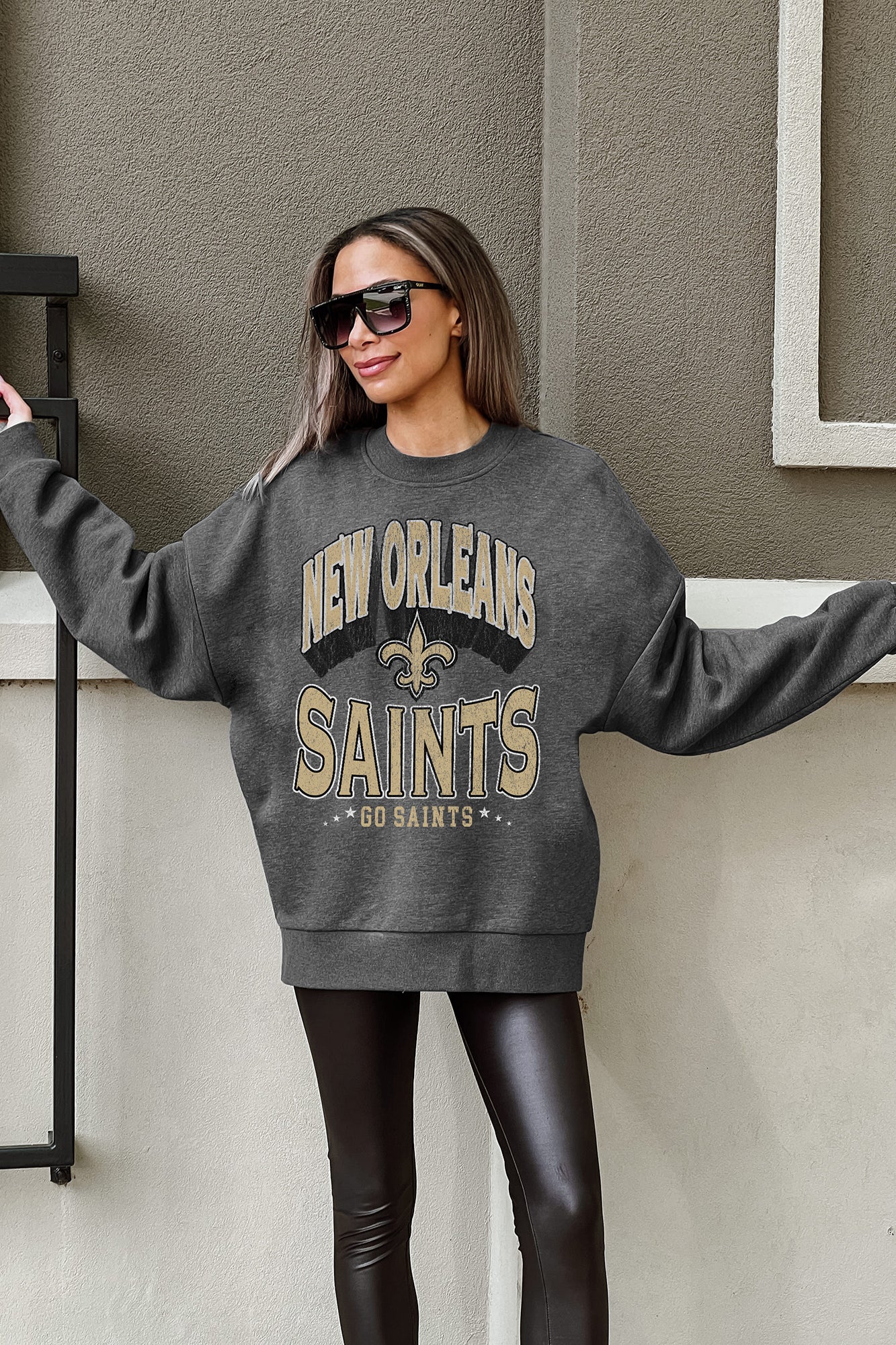NEW ORLEANS SAINTS LONG WEEKEND PREMIUM FLEECE DROP SHOULDER CREWNECK PULLOVER