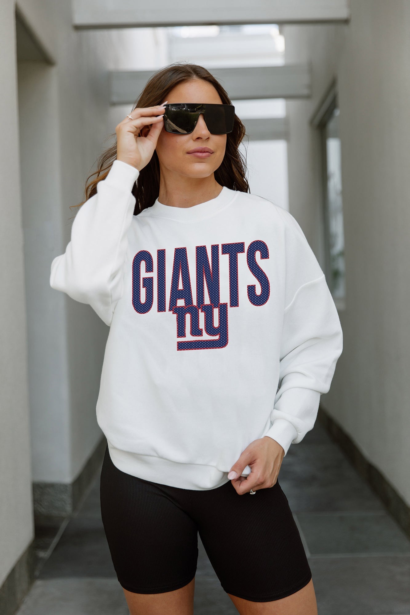 NEW YORK GIANTS JUST GO WITH IT PREMIUM FLEECE DROP SHOULDER CREWNECK –  GAMEDAY COUTURE | SOCIAL HOUSE