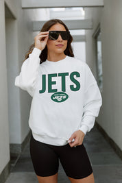 NEW YORK JETS JUST GO WITH IT PREMIUM FLEECE DROP SHOULDER CREWNECK PULLOVER