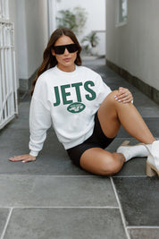 NEW YORK JETS JUST GO WITH IT PREMIUM FLEECE DROP SHOULDER CREWNECK PULLOVER