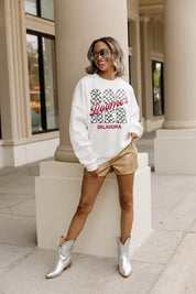 OKLAHOMA SOONERS CHECK IT PREMIUM FLEECE DROP SHOULDER CREWNECK PULLOVER