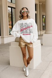 OKLAHOMA SOONERS CHECK IT PREMIUM FLEECE DROP SHOULDER CREWNECK PULLOVER