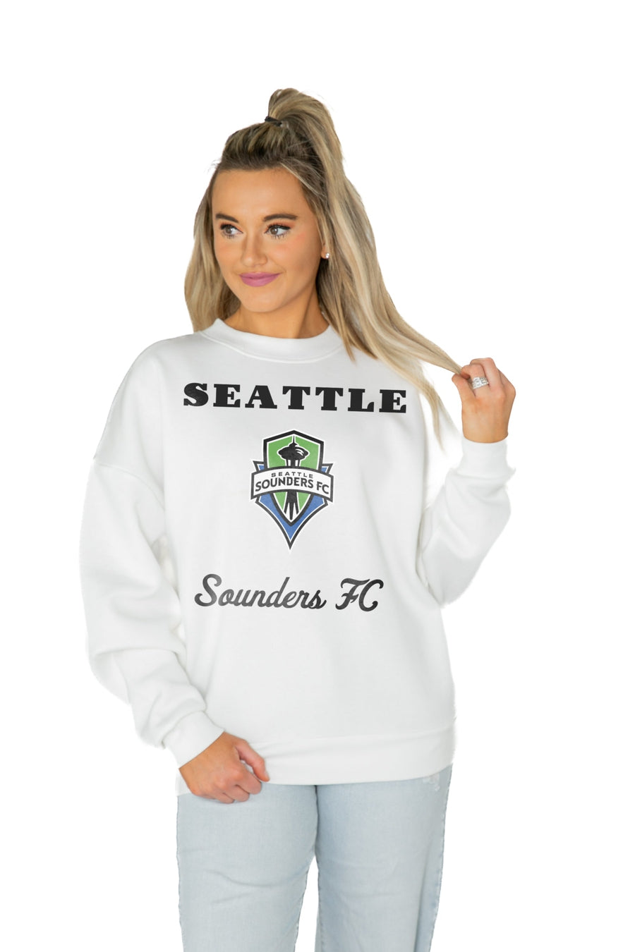 SEATTLE SOUNDERS FC BALLER PREMIUM FLEECE DROP SHOULDER CREWNECK PULLOVER
