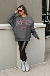 Charcoal Texas A&M Aggies Seal The Deal Fleece Crewneck Pullover - On Model Street Style | Gameday Couture - SOHO