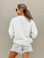 TEXAS LONGHORNS NUMBER ONE FAN PREMIUM FLEECE DROP SHOULDER CREWNECK PULLOVER BY MADI PREWETT