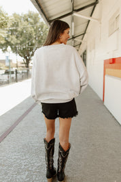 TEXAS LONGHORNS GO FIGHT WIN PREMIUM FLEECE DROP SHOULDER CREWNECK PULLOVER BY MADI PREWETT