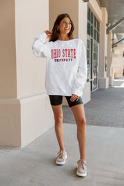 OHIO STATE BUCKEYES WORK FOR IT CREW DROP SHOULDER PULLOVER BY MADI PREWETT