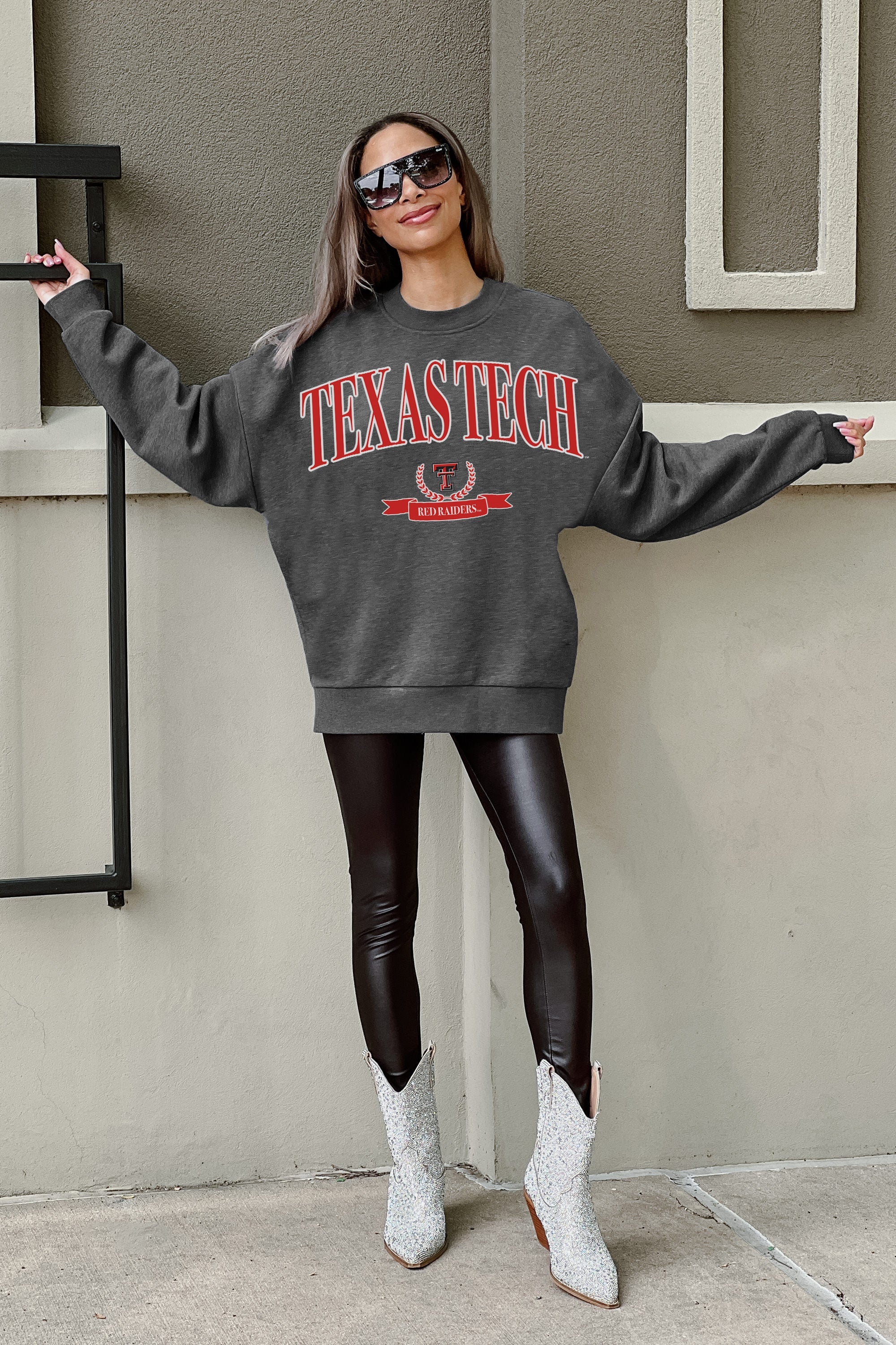 TEXAS TECH RED RAIDERS SEAL THE DEAL PREMIUM FLEECE DROP SHOULDER CREWNECK PULLOVER