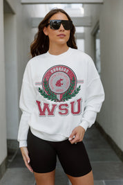 WASHINGTON STATE COUGARS HOT SHOT PREMIUM FLEECE DROP SHOULDER CREWNECK PULLOVER