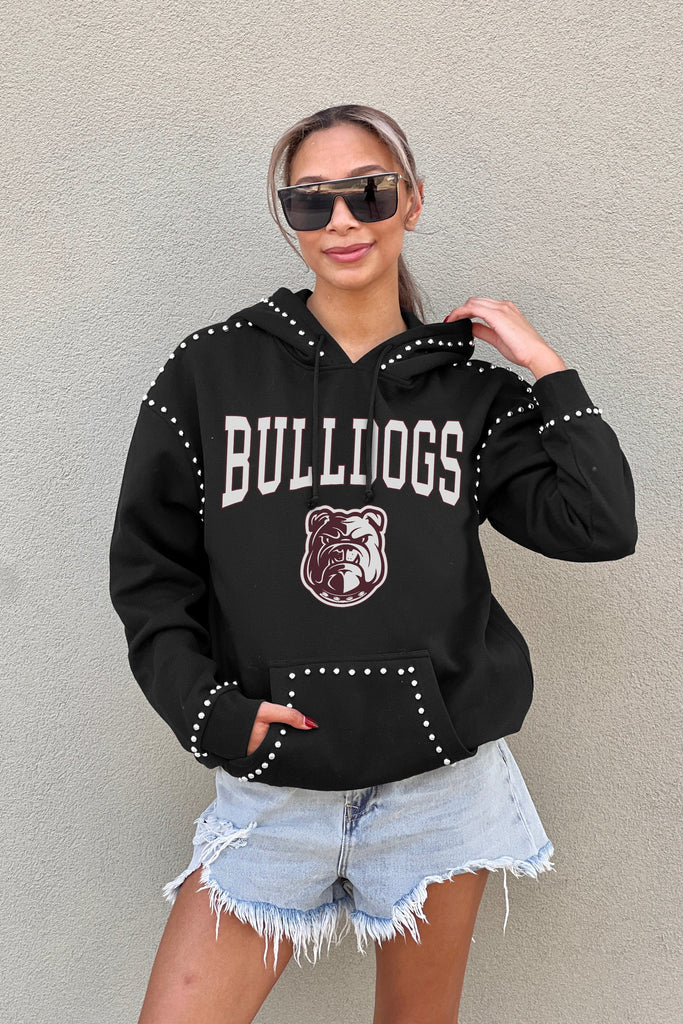 ALABAMA A&M BULLDOGS BELLE OF THE BALL STUDDED DETAIL FLEECE FRONT POCKET HOODIE
