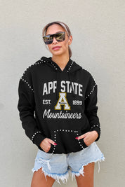 APPALACHIAN STATE MOUNTAINEERS HERE FOR IT STUDDED DETAIL FLEECE FRONT POCKET HOODIE