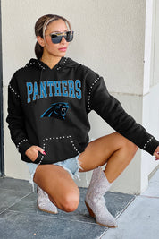 CAROLINA PANTHERS CATCH THE VIBE STUDDED DETAIL FLEECE FRONT POCKET HOODIE