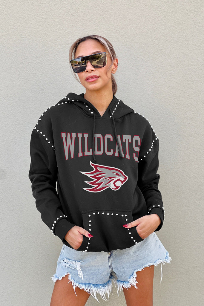 CHICO STATE WILDCATS BELLE OF THE BALL STUDDED DETAIL FLEECE FRONT POCKET HOODIE