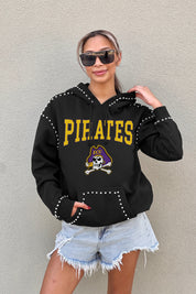 EAST CAROLINA PIRATES BELLE OF THE BALL STUDDED DETAIL FLEECE FRONT POCKET HOODIE