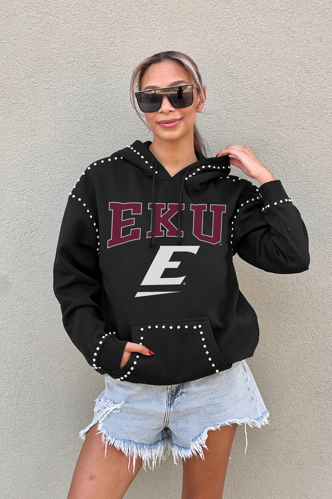 EASTERN KENTUCKY COLONELS BELLE OF THE BALL STUDDED DETAIL FLEECE FRONT POCKET HOODIE