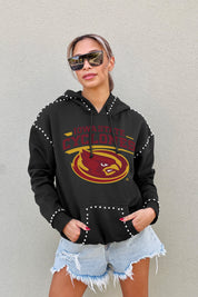 IOWA STATE CYCLONES BELLE OF THE BALL STUDDED DETAIL FLEECE FRONT POCKET HOODIE