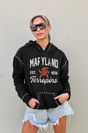MARYLAND TERRAPINS HERE FOR IT STUDDED DETAIL FLEECE FRONT POCKET HOODIE