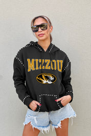 MISSOURI TIGERS BELLE OF THE BALL STUDDED DETAIL FLEECE FRONT POCKET HOODIE