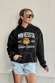 MINNESOTA GOLDEN GOPHERS HERE FOR IT STUDDED DETAIL FLEECE FRONT POCKET HOODIE
