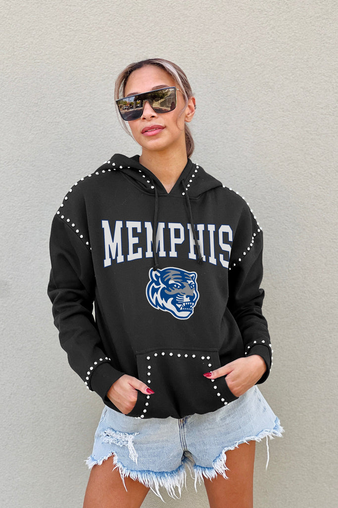 MEMPHIS TIGERS BELLE OF THE BALL STUDDED DETAIL FLEECE FRONT POCKET HOODIE