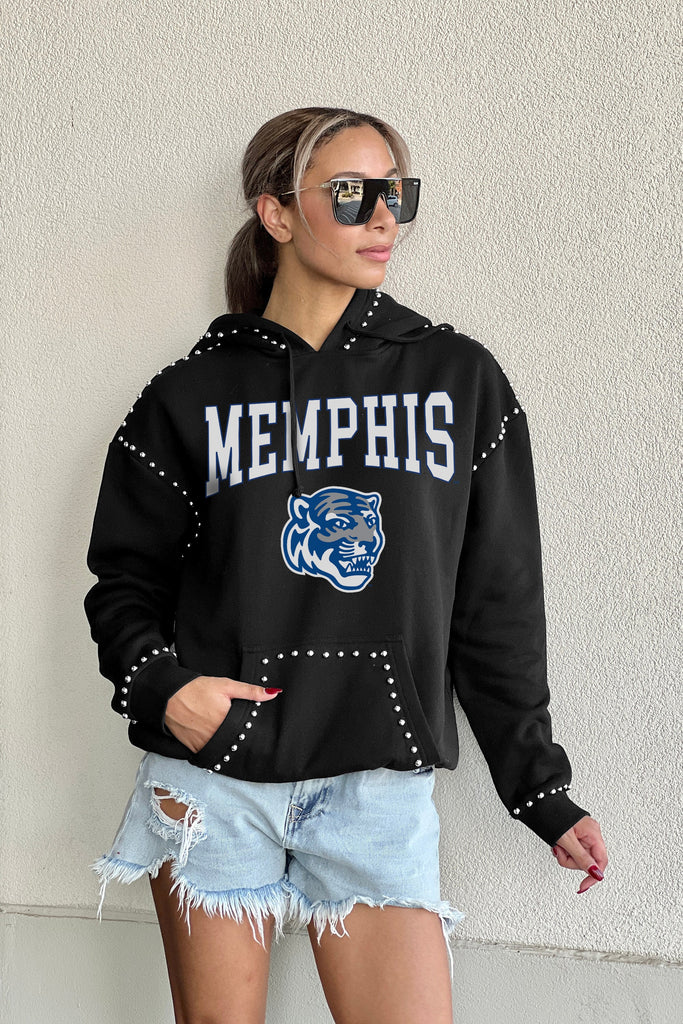 MEMPHIS TIGERS BELLE OF THE BALL STUDDED DETAIL FLEECE FRONT POCKET HOODIE