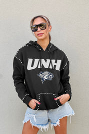 NEW HAMPSHIRE WILDCATS BELLE OF THE BALL STUDDED DETAIL FLEECE FRONT POCKET HOODIE