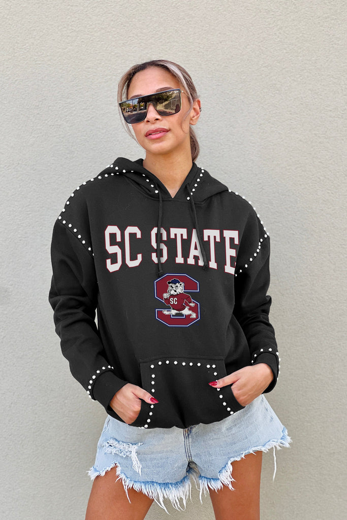 SOUTH CAROLINA STATE BULLDOGS BELLE OF THE BALL STUDDED DETAIL FLEECE FRONT POCKET HOODIE