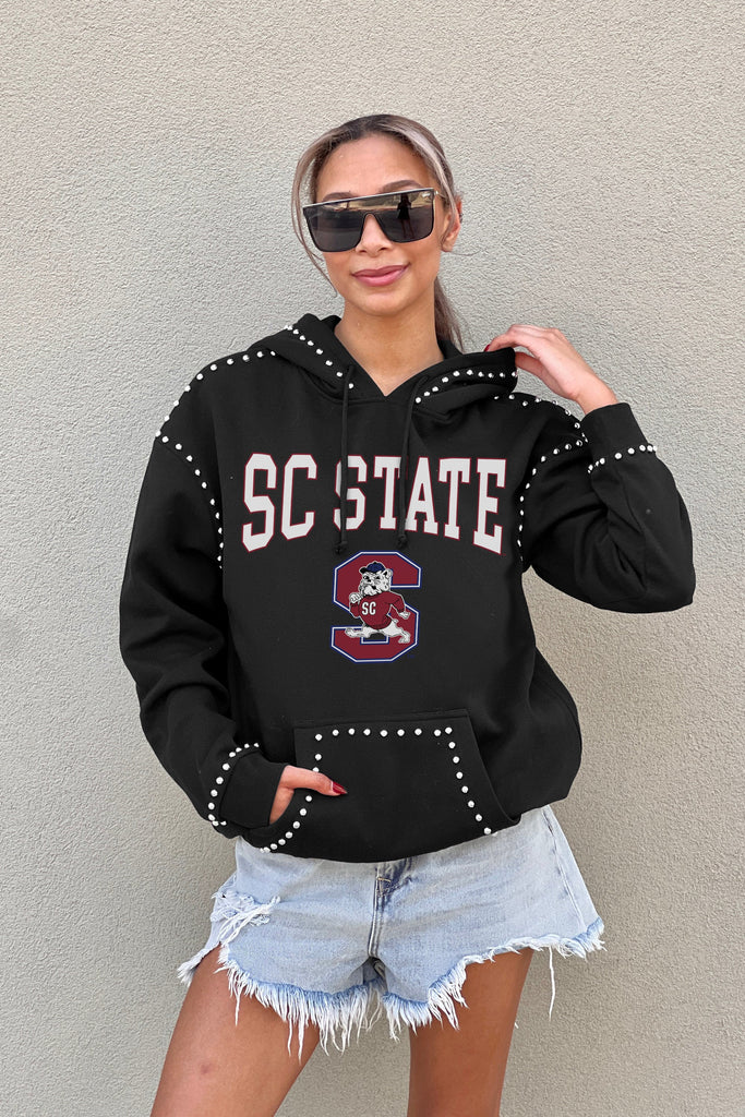 SOUTH CAROLINA STATE BULLDOGS BELLE OF THE BALL STUDDED DETAIL FLEECE FRONT POCKET HOODIE
