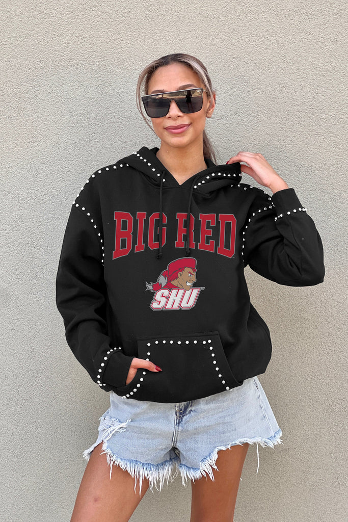 SACRED HEART PIONEERS BELLE OF THE BALL STUDDED DETAIL FLEECE FRONT POCKET HOODIE