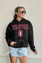 STANFORD CARDINAL BELLE OF THE BALL STUDDED DETAIL FLEECE FRONT POCKET HOODIE