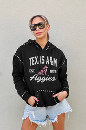 TEXAS A&M AGGIES HERE FOR IT STUDDED DETAIL FLEECE FRONT POCKET HOODIE