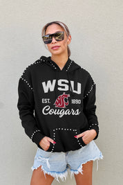 WASHINGTON STATE COUGARS HERE FOR IT STUDDED DETAIL FLEECE FRONT POCKET HOODIE
