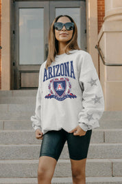 ARIZONA WILDCATS ALLSTAR EMBELLISHED SLEEVE CREWNECK PULLOVER BY MADI PREWETT TROUTT