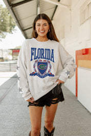FLORIDA GATORS ALLSTAR EMBELLISHED SLEEVE CREWNECK PULLOVER BY MADI PREWETT TROUTT