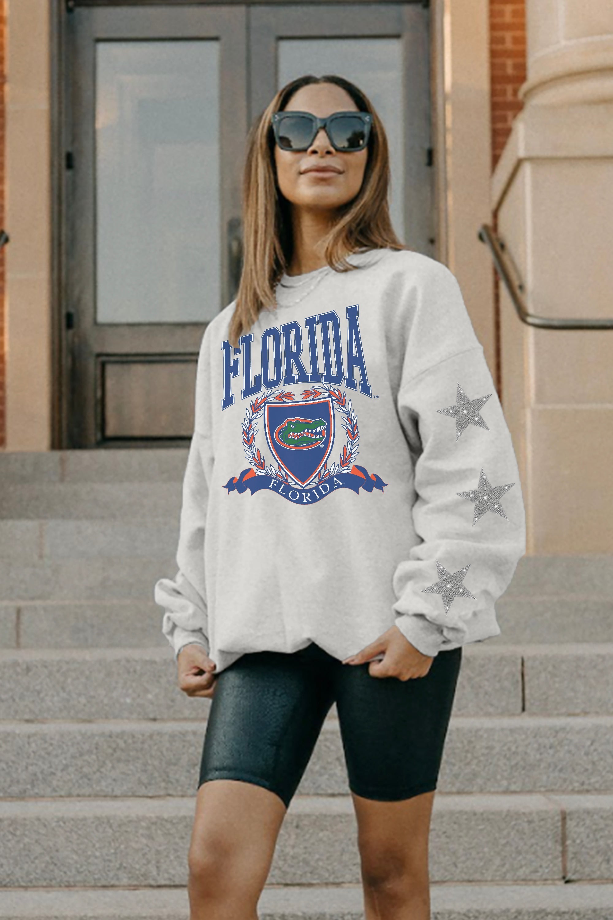 FLORIDA GATORS ALLSTAR EMBELLISHED SLEEVE CREWNECK PULLOVER BY MADI PREWETT TROUTT