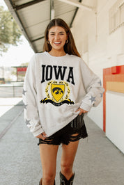 IOWA HAWKEYES ALLSTAR EMBELLISHED SLEEVE CREWNECK PULLOVER BY MADI PREWETT TROUTT