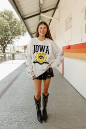 IOWA HAWKEYES ALLSTAR EMBELLISHED SLEEVE CREWNECK PULLOVER BY MADI PREWETT TROUTT