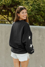 IOWA HAWKEYES SIX STARS EMBELLISHED SLEEVE CREWNECK PULLOVER BY MADI PREWETT TROUTT