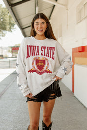 IOWA STATE CYCLONES ALLSTAR EMBELLISHED SLEEVE CREWNECK PULLOVER BY MADI PREWETT TROUTT